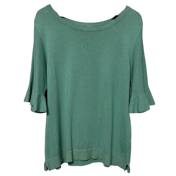 NWT Joseph A. Women’s Size M Medium Ruffle Short Sleeve Knit Sweater Crew Neck - Picture 1 of 12